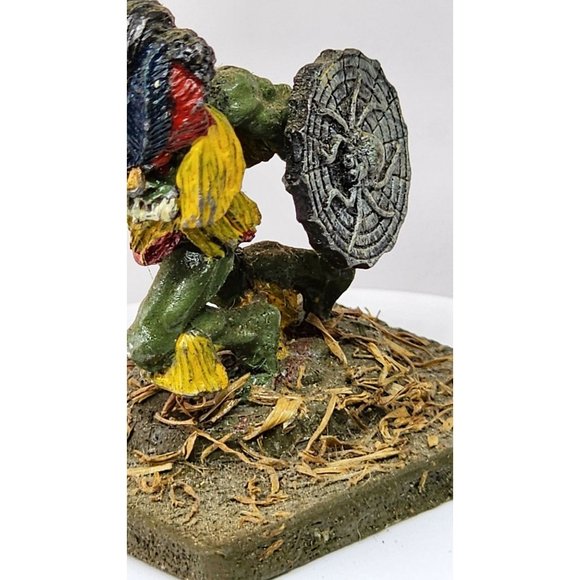 Vintage Orc Rare Stone Made Ogre Warrior With Spider Embossed Shield And Weapon - Picture 6 of 16